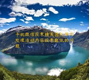 手机微信投票精英团队帮你处理活动内容投票数低的问题